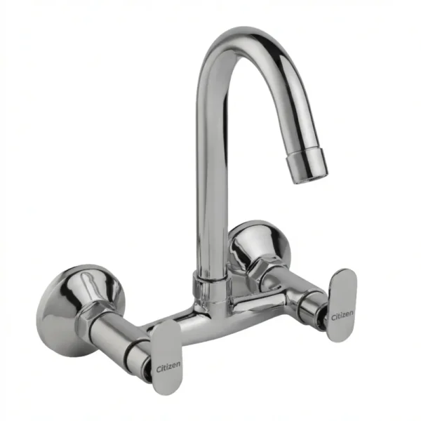Citizen Ikon wall-mounted kitchen sink mixer tap with swivel spout