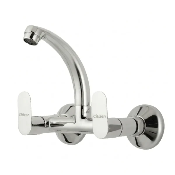 Citizen Opal wall-mounted kitchen sink mixer tap with swivel spout